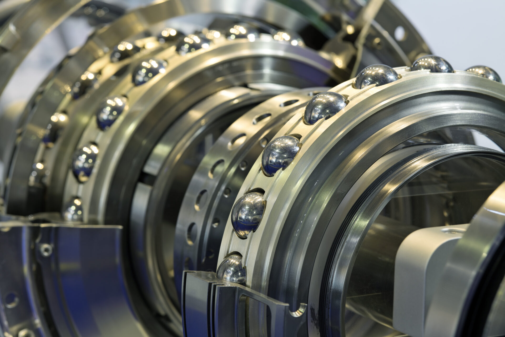 Ball bearing in the cut, showing the mechanism