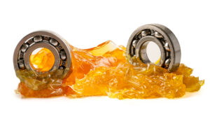 Ball bearing stainless with grease lithium machinery lubrication for automotive and industrial  isolated on white background.