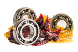 Ball bearing stainless with grease lithium machinery lubrication for automotive and industrial  isolated on white background